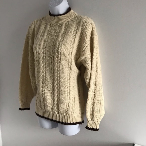Jeff Laurent Cream and Brown Knitted Winter Sweater Vintage 90’s Y2K - Picture 7 of 16